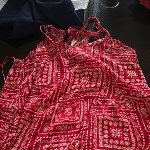 Hippie Rose Red and White Patterned Top